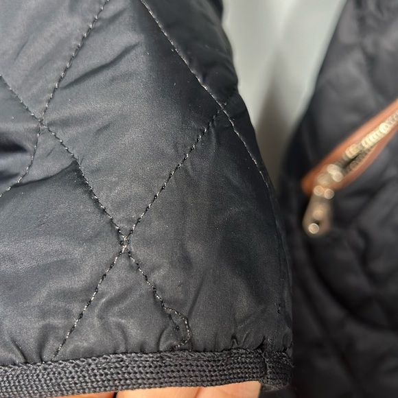 Massimo Dutti Quilted Dark Navy Midi Length Hooded Jacket Coat size small - Picture 6 of 16